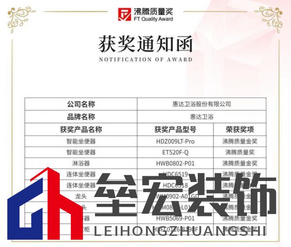 2024沸騰質(zhì)量獎9項大獎，惠達衛(wèi)浴品質(zhì)實力的最佳注腳！